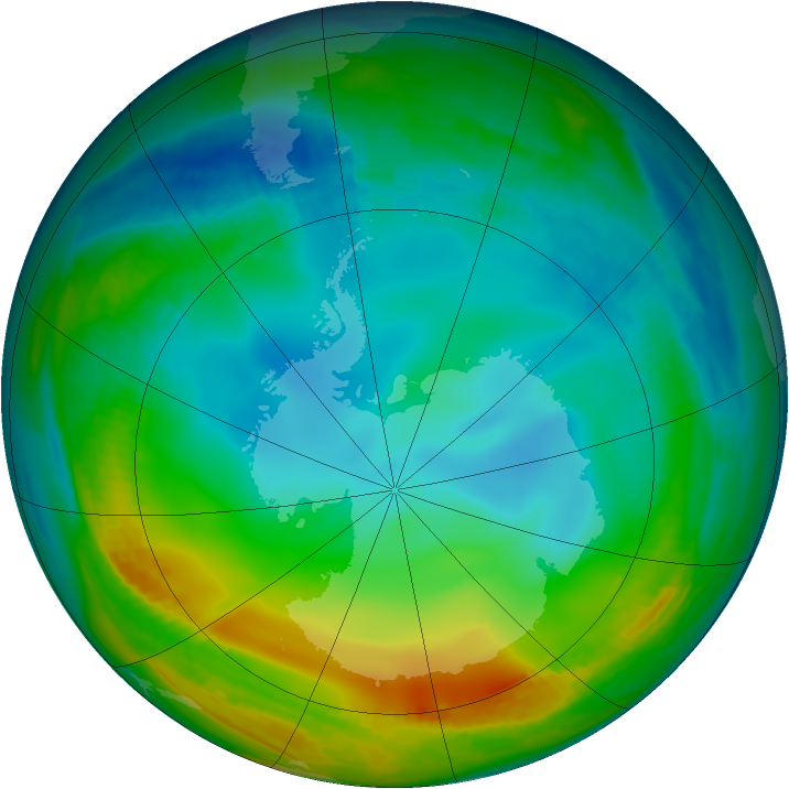 Antarctic ozone map for 23 June 1998